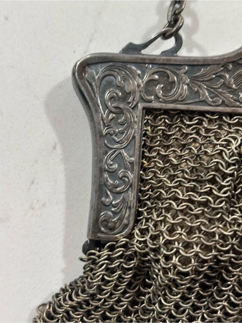 😍Antique Vintage Circa 1900 German Nickel Silver Evening Clutch HandBag